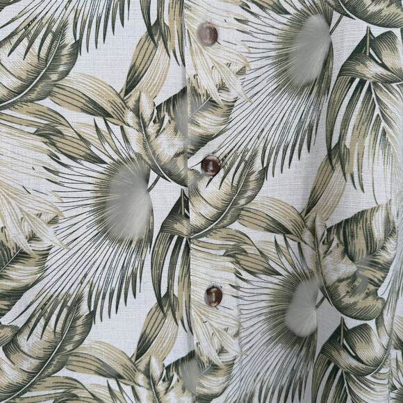 Vintage Y2K Island Republic Camp Shirt Tropical Palm Leaf Print 100% Silk Mens M - Picture 7 of 7